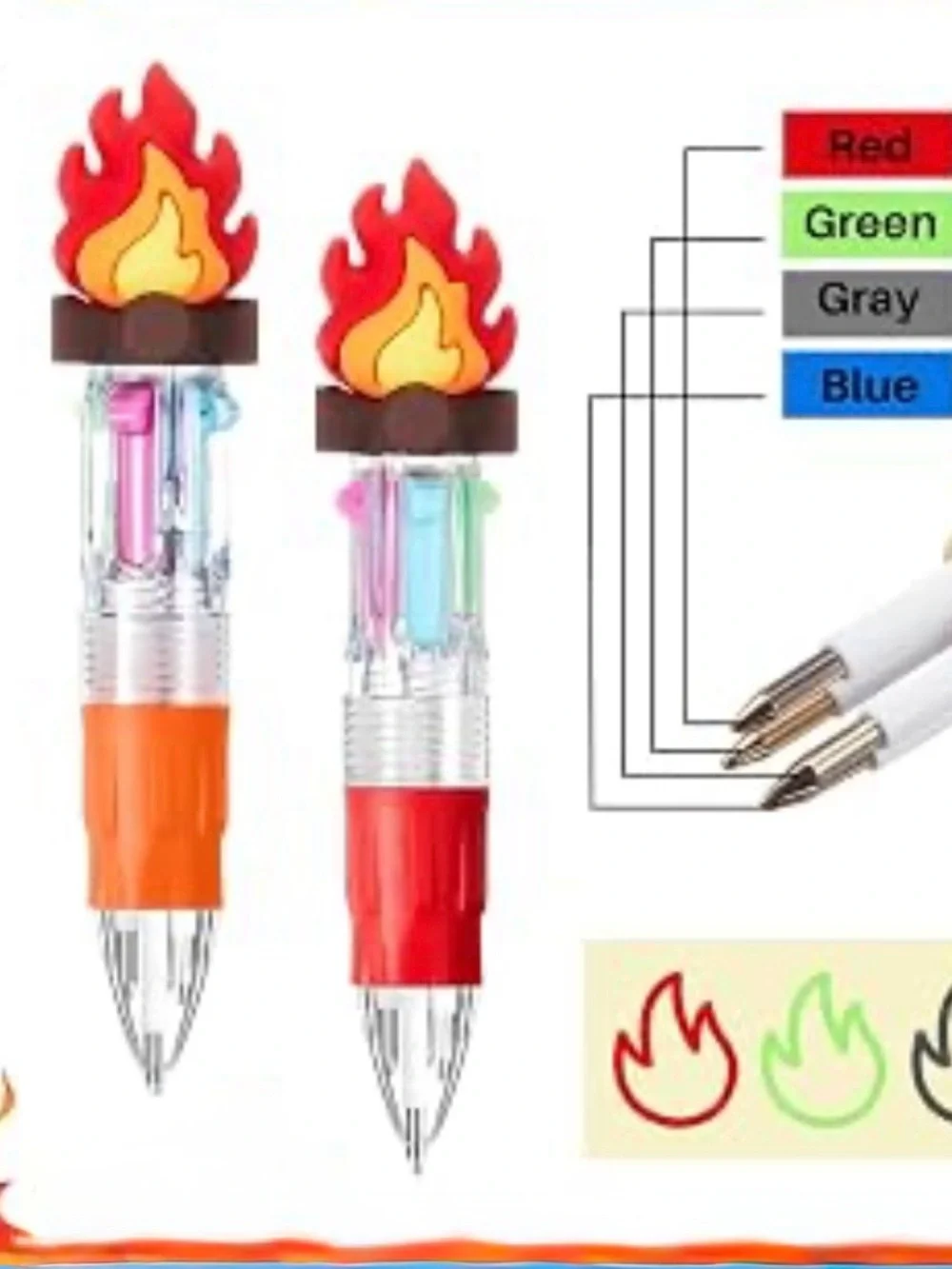 Multi-Color Flame Multi-Ink Ballpoint Pen for Kids